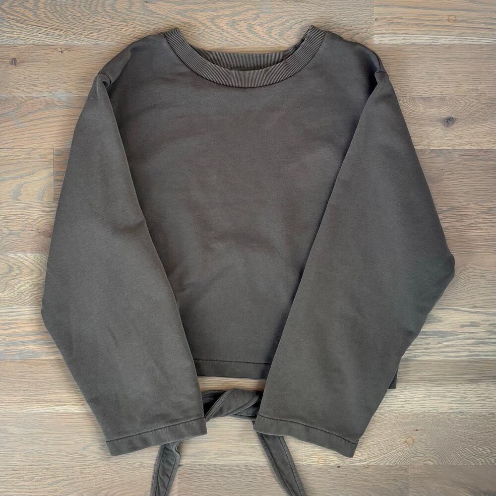 Varley Weymouth Crewneck Sweatshirt Tie Back Cut Out Olive Womens Size Medium - Picture 2 of 12
